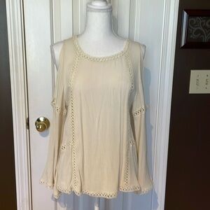Altar’d State Cream Cold Shoulder Boho Top. Small